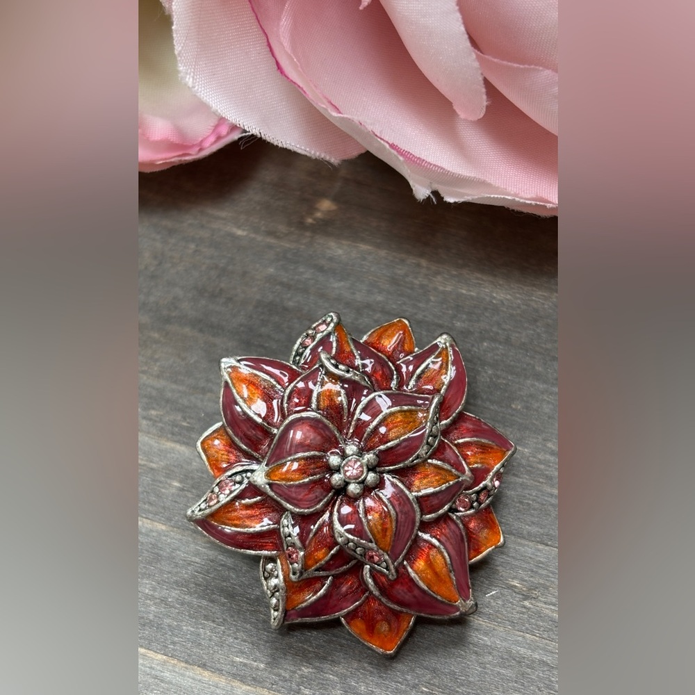 Enamel Monet Flower Brooch